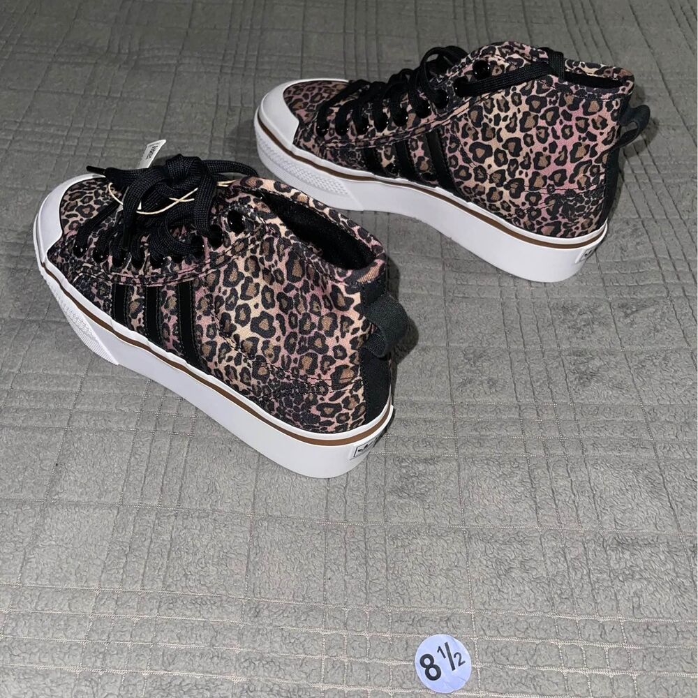 8.5 - Adidas Nizza Platform Mid Womens Sneakers GY9531 Cheetah Print Shoes - NWT - Picture 3 of 5